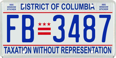 DC license plate FB3487