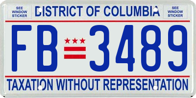 DC license plate FB3489