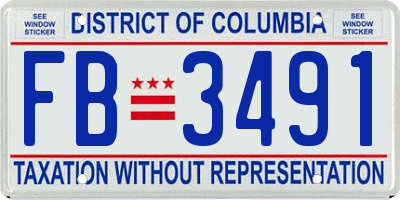 DC license plate FB3491