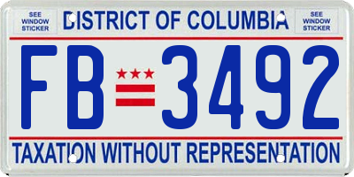 DC license plate FB3492