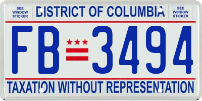 DC license plate FB3494