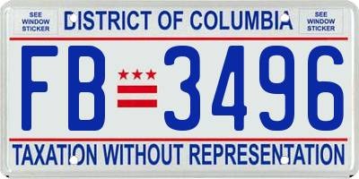 DC license plate FB3496