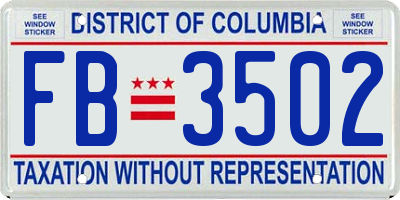 DC license plate FB3502