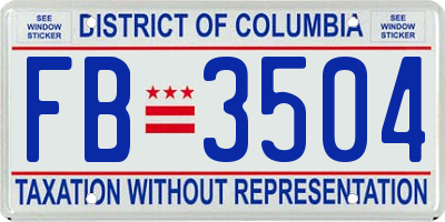 DC license plate FB3504