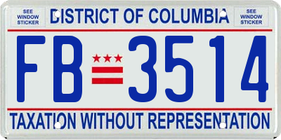 DC license plate FB3514