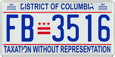 DC license plate FB3516