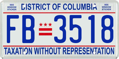 DC license plate FB3518