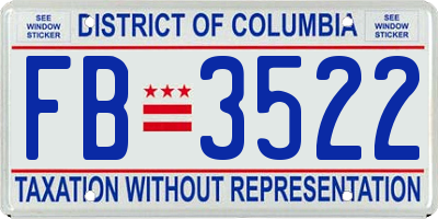 DC license plate FB3522