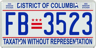 DC license plate FB3523