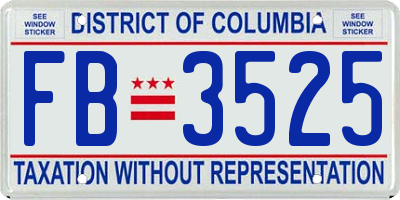 DC license plate FB3525