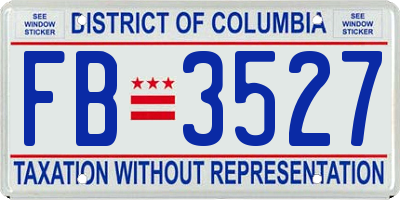 DC license plate FB3527