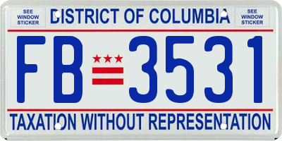 DC license plate FB3531