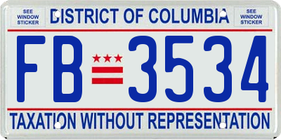 DC license plate FB3534