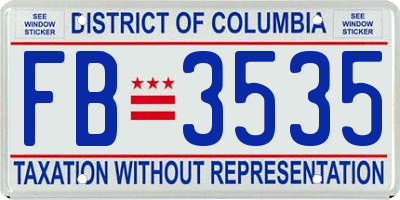 DC license plate FB3535