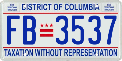 DC license plate FB3537