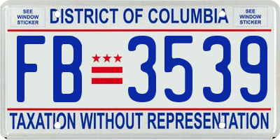 DC license plate FB3539