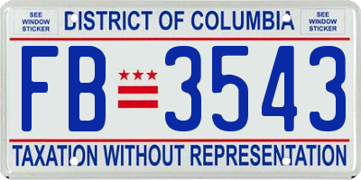 DC license plate FB3543