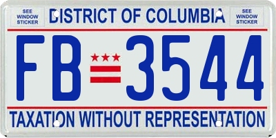 DC license plate FB3544