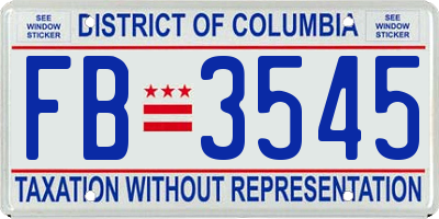 DC license plate FB3545