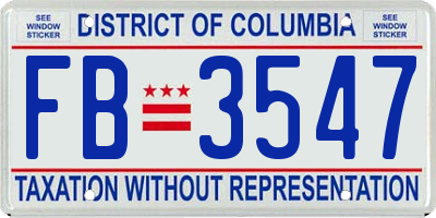 DC license plate FB3547