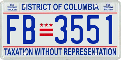 DC license plate FB3551