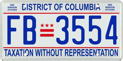 DC license plate FB3554