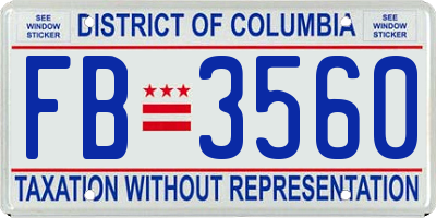 DC license plate FB3560