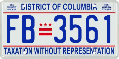 DC license plate FB3561