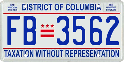 DC license plate FB3562