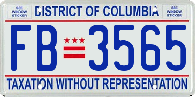 DC license plate FB3565