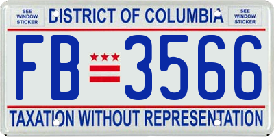 DC license plate FB3566