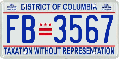 DC license plate FB3567