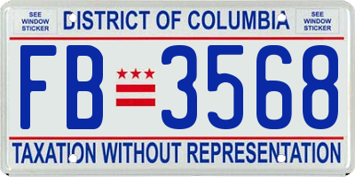 DC license plate FB3568