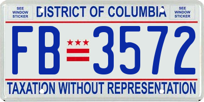 DC license plate FB3572