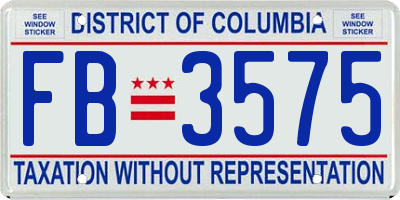 DC license plate FB3575