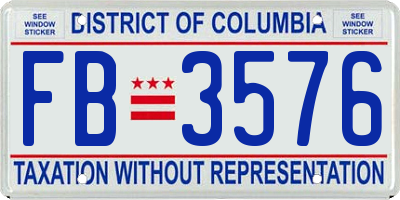 DC license plate FB3576