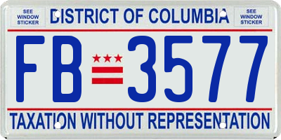 DC license plate FB3577