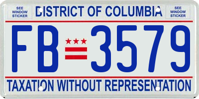 DC license plate FB3579