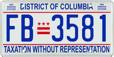 DC license plate FB3581