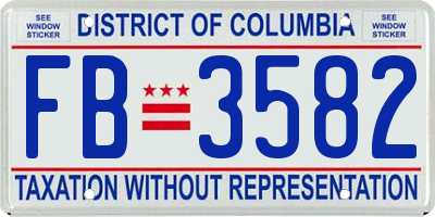 DC license plate FB3582