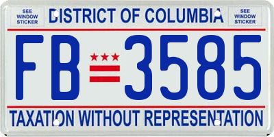 DC license plate FB3585