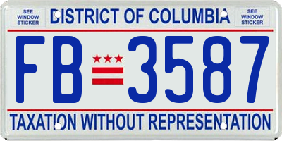 DC license plate FB3587