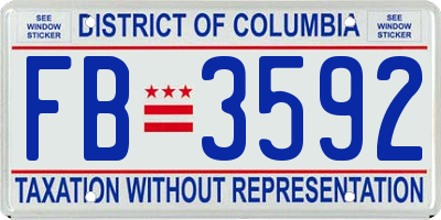 DC license plate FB3592