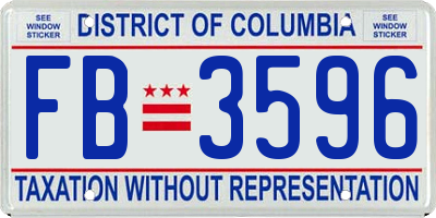 DC license plate FB3596