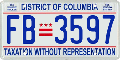 DC license plate FB3597