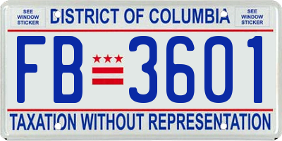 DC license plate FB3601