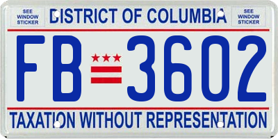 DC license plate FB3602