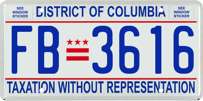 DC license plate FB3616