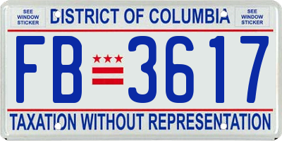 DC license plate FB3617