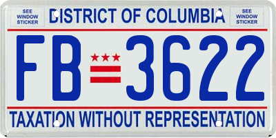 DC license plate FB3622